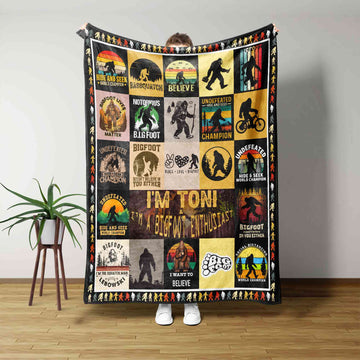 Personalized Name Blanket, Sasquatch Blanket, Hiking Blanket, Bigfoot Blanket, Sasquatch Lovers Blanket, Hiking Lovers Gift, Bigfoot Lover Blanket