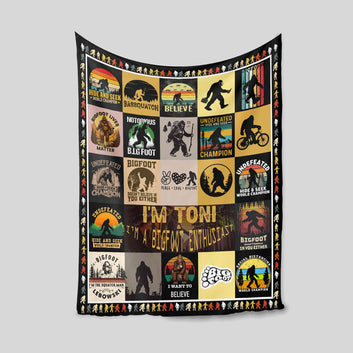 Personalized Name Blanket, Sasquatch Blanket, Hiking Blanket, Bigfoot Blanket, Sasquatch Lovers Blanket, Hiking Lovers Gift, Bigfoot Lover Blanket