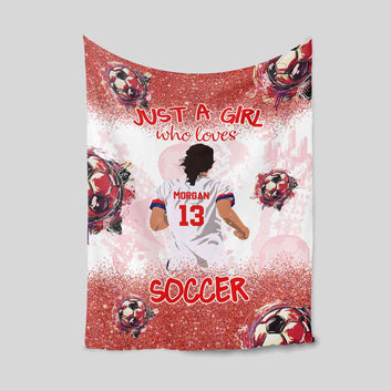 Just A Girl Who Loves Soccer Blanket, Sport Blanket, Soccer Blanket, Custom Name Soccer Blanket, Sports Lovers Blanket, Blanket For Soccer Player, Gift For Soccer Lover