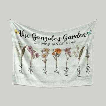 Mom's Garden Blanket, Birth Month Flower Blanket, Mother's Day Gift, Grandmother Christmas Gift, Blanket For Mom, Mom Gifts, Gift for Mom