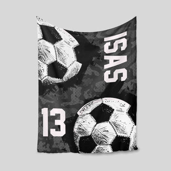 Personalized Name And Number Soccer Blanket, Soccer Blanket, Soccer Player Blanket, Sport Gift, Soccer Coach Gift, Soccer Lover Gift, Soccer Team Gift