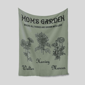 Personalized Birth Flower Blanket, Mom's Flower Garden Blanket, Birth Month Flower Blanket, Mother's Day Gift, Blanket For Mom, Mom Gifts