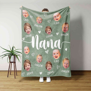 Custom Face Blanket, Personalized Blanket For Grandma, Mother's Day Gift,  Great Grandma Gift, Family Blanket, Gift For Grandma