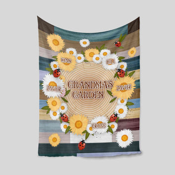 Personalized Grandma Blanket, Grandma's Garden Blanket, Family Blanket, Flower Garden Gift, Grandma Gift, Mothers Day Gift, Best Gift From Grandchildren