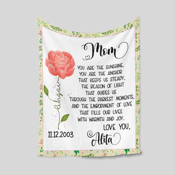 Personalized Birth Flower Blanket, Mom Blanket, Birth Month Flower Blanket, Mother's Day Gift, Blanket For Mom, Birthday Gift For Her, Gift for Mom