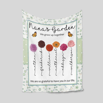 Personalized Birth Month Flower Blanket, Birth Month Flower Blanket, Grandma's Garden Blanket, Birth Flower Gift, Mothers Day Gift, Family Flower Blanket, Gift for Grandma