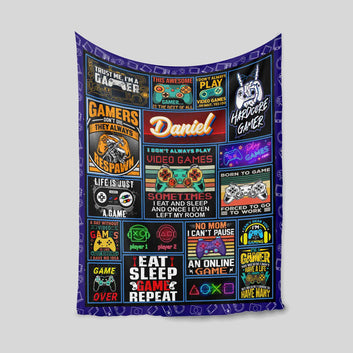 Personalized Gaming Blanket, Video Game Blanket, Gamer Blanket, Custom Name Blanket, Blanket For Gamer, Gift for Video Gamer, Gift for Game Lover