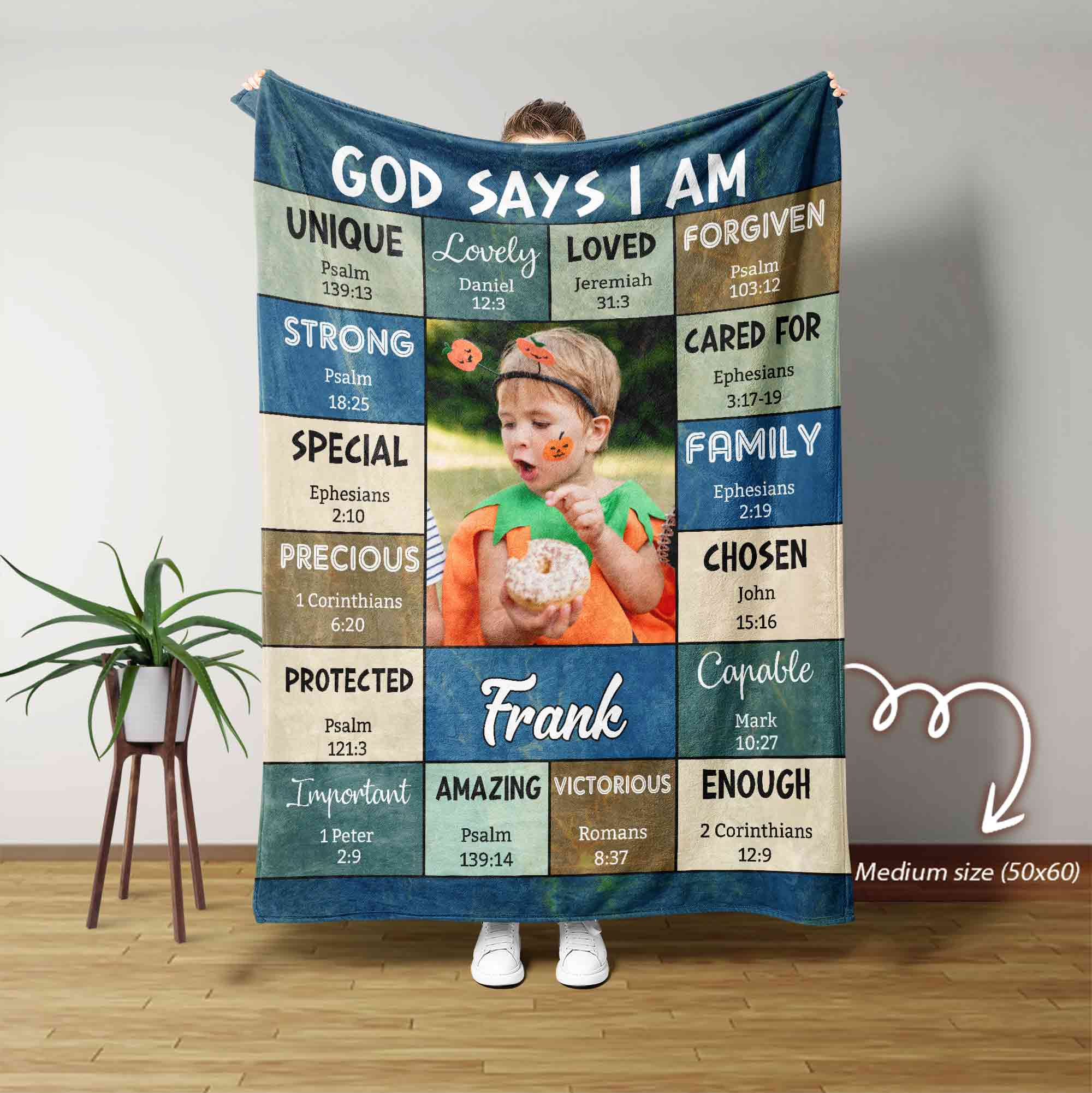 Personalized Religious Blanket With Photo, God Says I am Blanket, Bible Verse Blanket, Custom Name Blanket, Meaningful Birthday Gifts