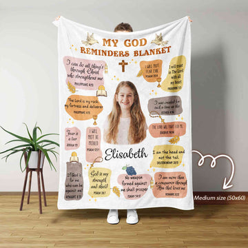 Personalized Religious Blanket With Photo, My God Reminders Blanket, Bible Verse Blanket, Custom Name Blanket, Meaningful Birthday Gifts