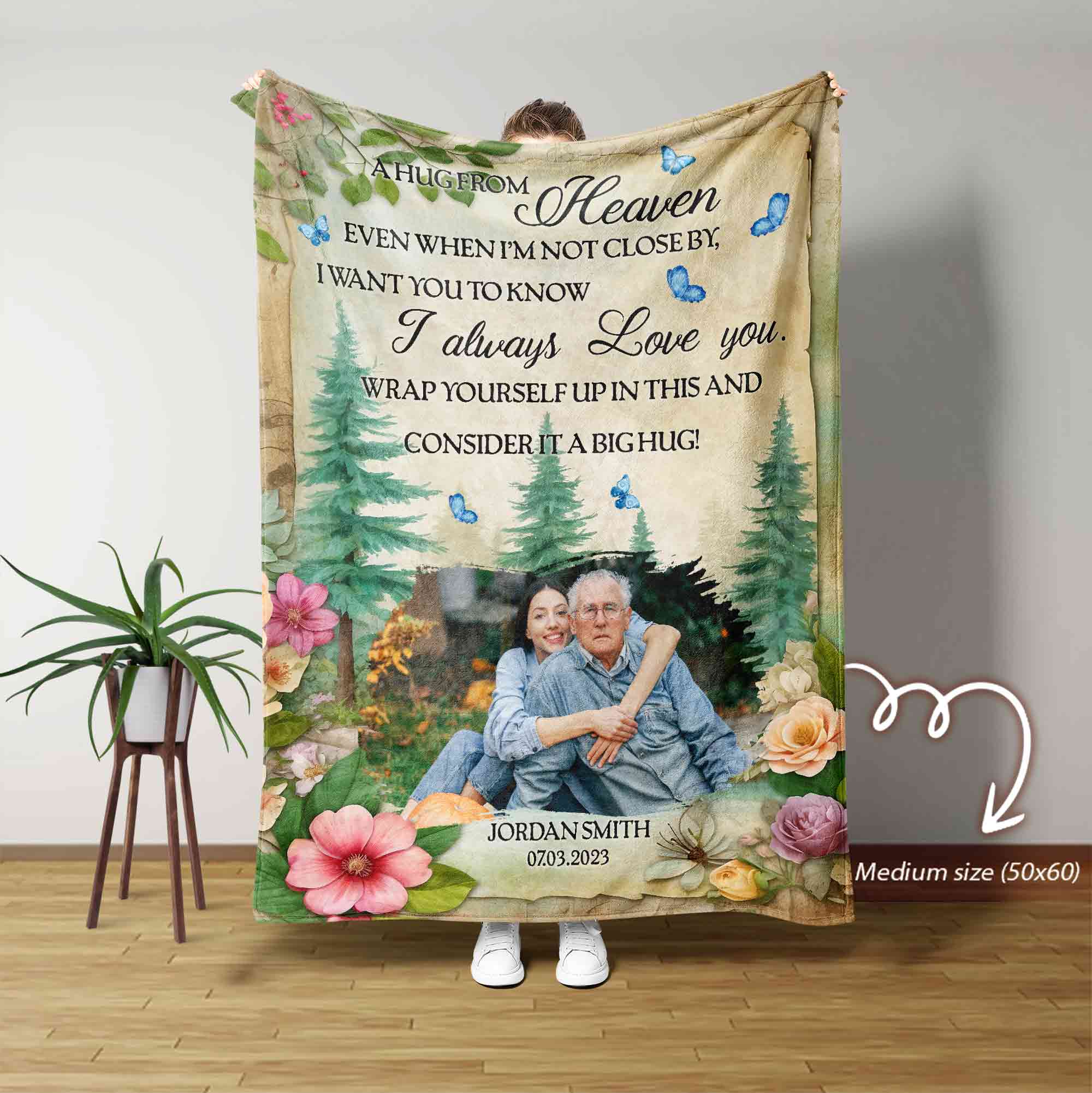 Personalized Memorial Blanket, A Hug From Heaven Blanket, Memorial Blanket, Custom Photo Blanket, Remembrance Gift, In Loving Memory Blanket