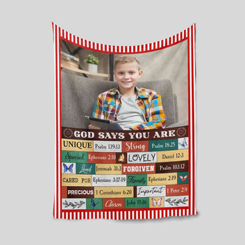 Personalized Religious Blanket With Photo, God Says You Are Blanket, Bible Verse Blanket, Custom Photo Blanket, Meaningful Birthday Gifts, Christian Gift