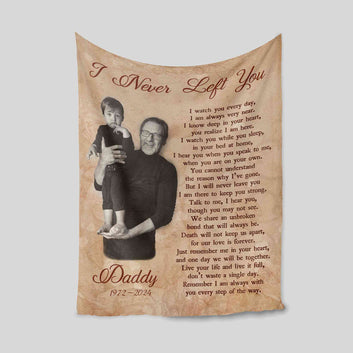 Personalized Memorial Photo Blanket, I Never Left You Memorial Blanket, In Loving Memory Blanket, Sympathy Blanket, Remembrance Gift, Memorial Gift