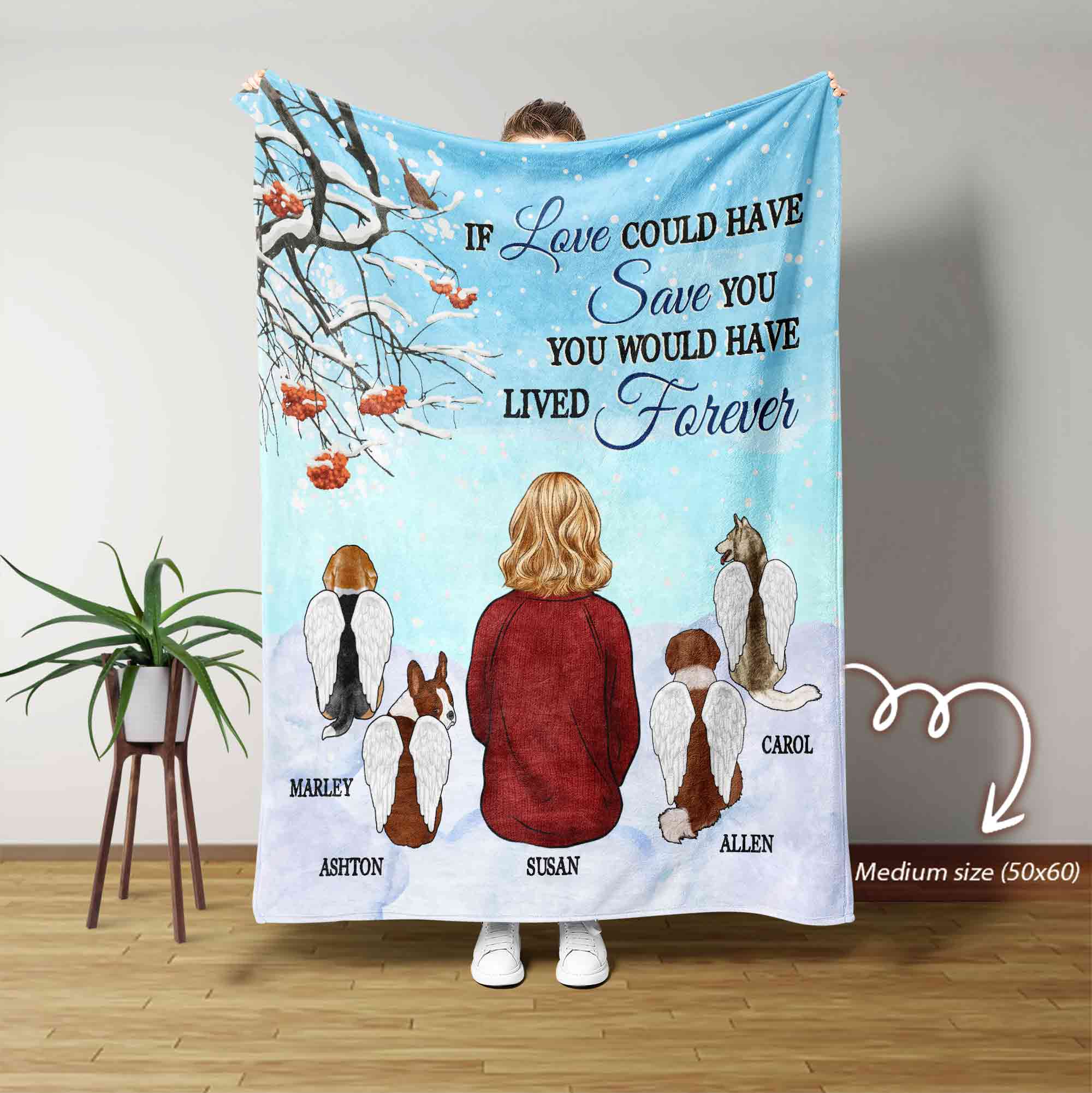 Personalized Pet Memorial Blanket, If Love Could Have Saved You Blanket, Pet Memorial Gift, Gift For Mom Loss Of Dog Passed Over, Pet Sympathy Gift