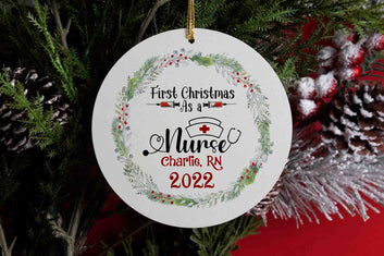 First Christmas as a Nurse Personalized Christmas Ornament, New Nurse Gifts, Custom Nursing Gift Ideas, Personalized Nursing Student Gifts