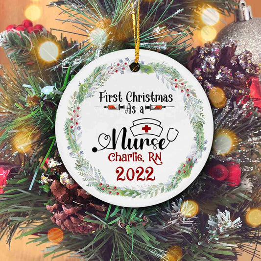 First Christmas as a Nurse Personalized Christmas Ornament, New Nurse Gifts, Custom Nursing Gift Ideas, Personalized Nursing Student Gifts