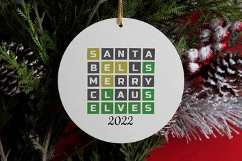 Wordle Christmas Ornament, Word Game Xmas Ornament, Merry Word Ornament, Santa Claus Decor, Wordle Lover Gift, Santa Bells Merry Claus Elves