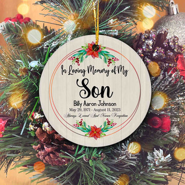 In Loving Memory Of My Son Ornament, Memorial Ornament, Heaven Ornament, Custom Name Ornament, Sympathy Gift, Ornament Gift