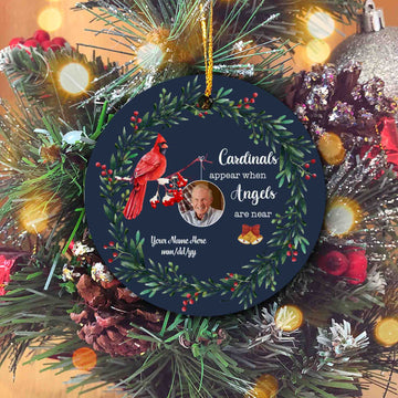 Cardinal Appear When Angles Are Near Ornament, Memorial Ornament, Cardinal Ornament, Custom Name Ornament, Custom Photo Ornament, Sympathy Gift, Ornament Gift