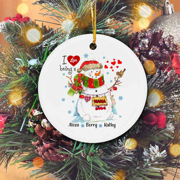 I Love Being A Nana Ornament, Grandma Christmas Snowman Ornament, Custom Name Ornament, Grandma Christmas Gifts, Gift For Nana