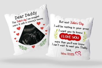 Father's Day Pillow, Dear Daddy Pillow, Family Pillow, Custom Name Pillow, Custom Image Pillow, Gift Pillow For Father