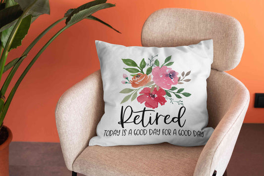 Retirement Gift Pillow, Retirement Pillow, Retirement Gift, Retired Pillow, Flower Pillow, Retirement Gifts For Women