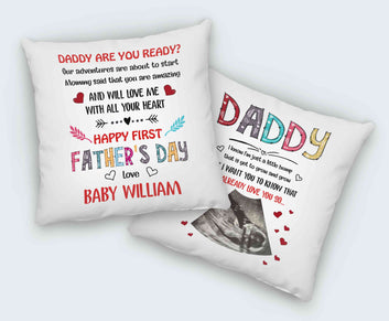 Daddy Pillow, Happy 1st Father’s Day Gift, Custom Ultrasound Photo Pillow, Personalized Name Pillow, Gift From Bump, Pillow For Father, Gift For Him
