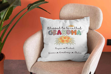 Personalized Grandma Gift Pillow, Blessed To Be Called Grandma Pillow, Flower Pillow, Nana Gifts, Custom Kids Name Pillow, Gift for Grandma