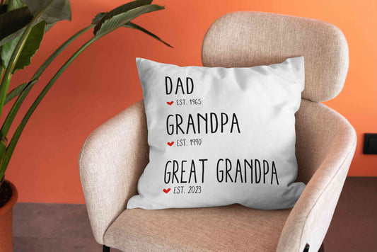 New Great Grandpa Pillow, Dad to Great Grandpa Pillow, Pregnancy Announcement, Father's Day Gift Grandpa, New Grandpa Pillow, Custom Name Pillow