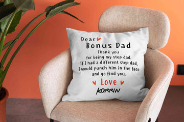 Personalized Dear Bonus Dad Gift, Bonus Dad Pillow, Step Dad Father's Day Gift From Son, Father's Day Pillow, Step Father Gift Idea Pillow