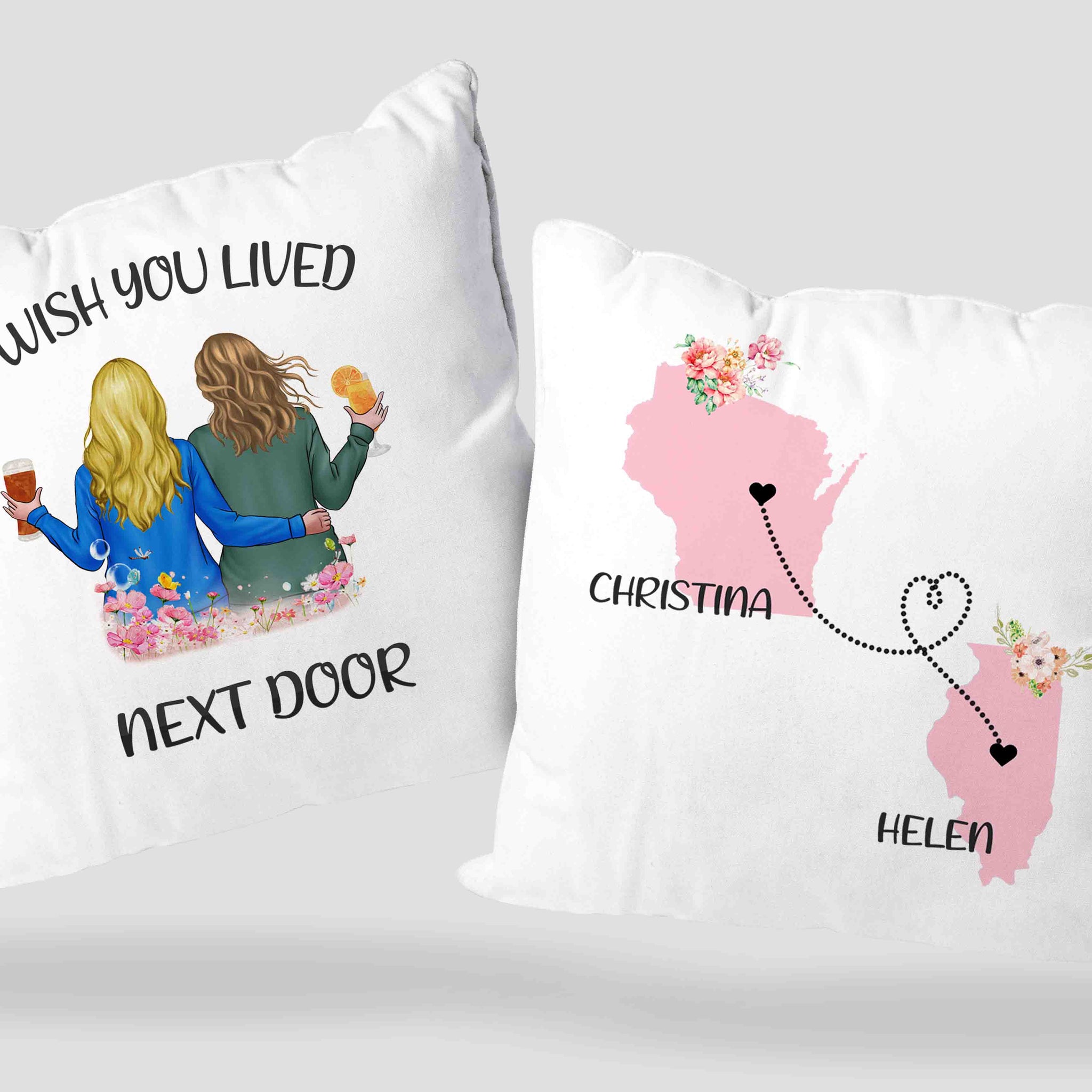 I Wish You Lived Next Door Pillow, Sister Pillow, Family Pillow, Custom State Pillow, Custom Name Pillow, Best Gift Pillow For Sister