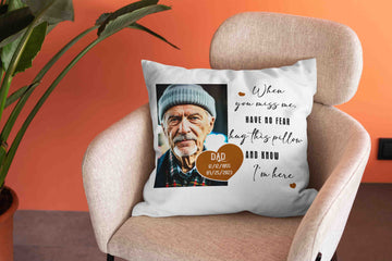 Personalized Memorial Pillow, When You Miss Me Hug This Pillow, Custom Photo Pillow, Memorial Pillow, Sympathy Gift, Memorial Gift