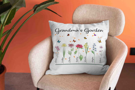 Grandma's Garden Body Pillow Cover,custom Birth Flower Throw