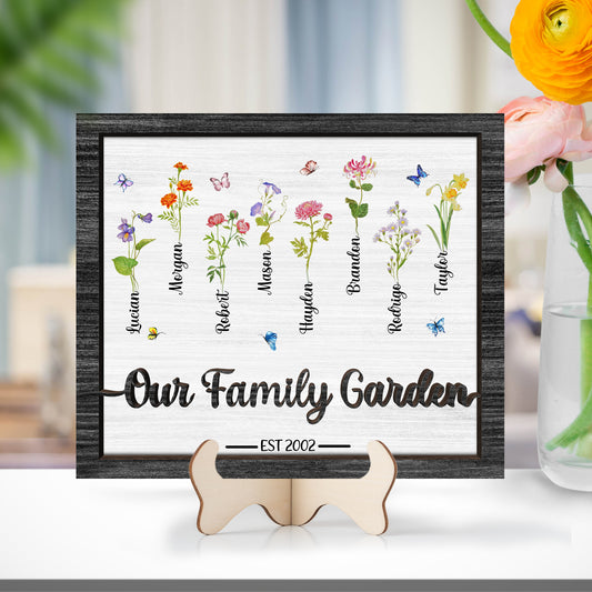 Customized Our Family Garden Wooden Plaque, Family Garden, Custom Grandma's Garden, Customized Birthday Flower Name, Mother's Day Gift