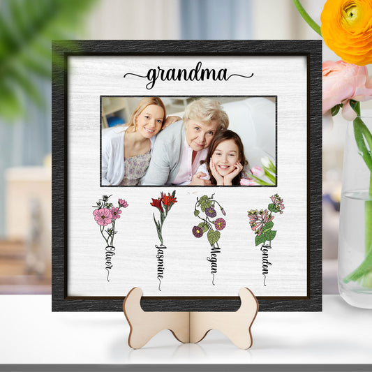Personalized Gifts for Grandma's Garden Wooden, Custom Kids Birth Month Flowers, Wooden Gifts for Grandma, Photo Gifts, Mother's day Gifts