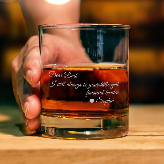 Personalized Dad I Will Always Be Your Financial Burden Whiskey Glass, Birthday Gift For Best Dad Ever Financial Burden, Fathers Day Gift For Daddy To Be, Fathers Day Gift