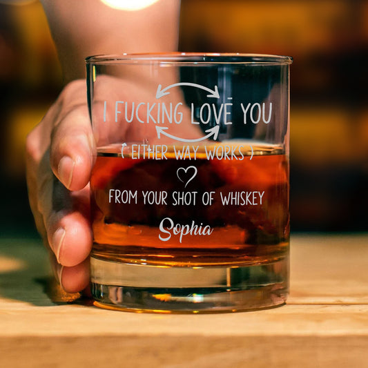Personalized Engraved Father's Day Gifts on Rock Glass, Custom I F-king Love You Whiskey Glass, Engraved Whiskey Glass for Him, Custom Father's Day Gifts, Gifts For Dad