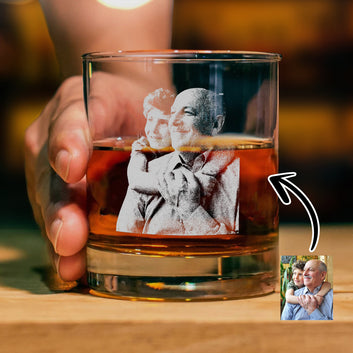 Custom Photo & Handwriting Whiskey Glass, Personalized Stemless Etched Whiskey Glass, Your Family in Glass Whiskey Glass, Whiskey Gift for Grandpa's, Father's Day Gifts