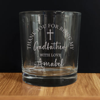 Personalized Godfather Whiskey Glass, Custom Godfather Whiskey Glass, Rocking Rocks Whiskey Glass, Engraved Whiskey Glass Cross for Godparent, Godfather Gifts