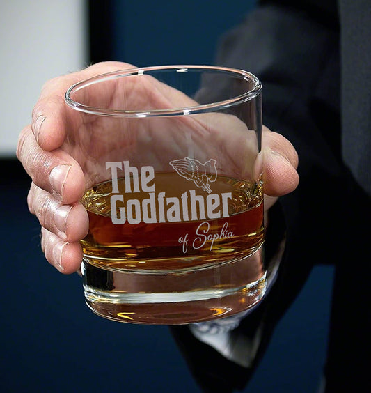 Personalized Godfather Whiskey Glass, Custom Godfather Whiskey Glass, Rocking Rocks Whiskey Glass, Engraved Whiskey Glass for Godparent, Father's Day