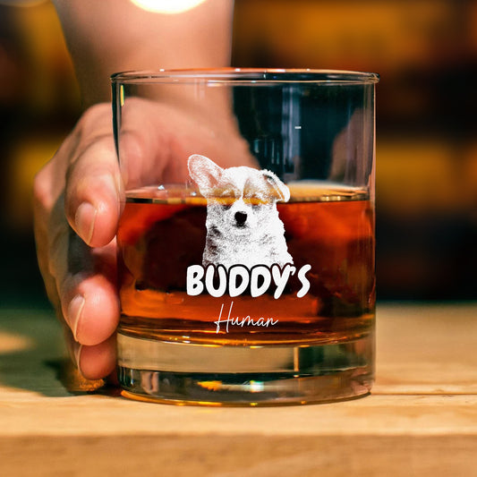 Custom Dog Photo Engraved Rocks Glass, Personalized Whiskey Glasses, With Your Dog Photo Engraved on Bottom, Personalized Gifts for Pet Owners