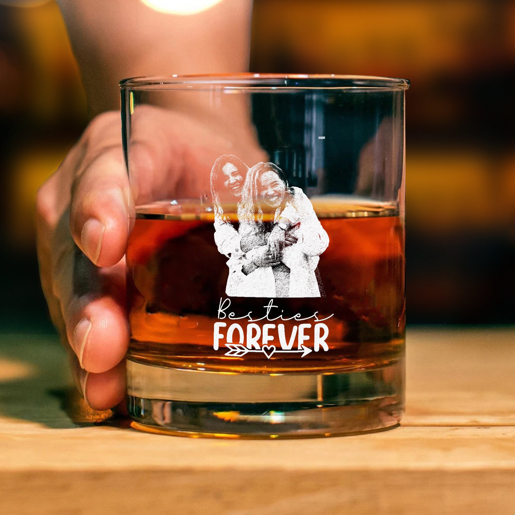 Custom Photo & Handwriting Whiskey Glass, Personalized Stemless Etched Whiskey Glass, Your Besties in Glass Whiskey Glass, Whiskey Gift for Besties