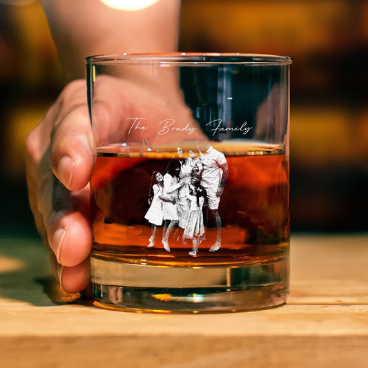 Personalized Stemless Etched Whiskey Glass, Custom Photo & Handwriting Whiskey Glass, Your Family in Glass Whiskey Glass, Family Gift