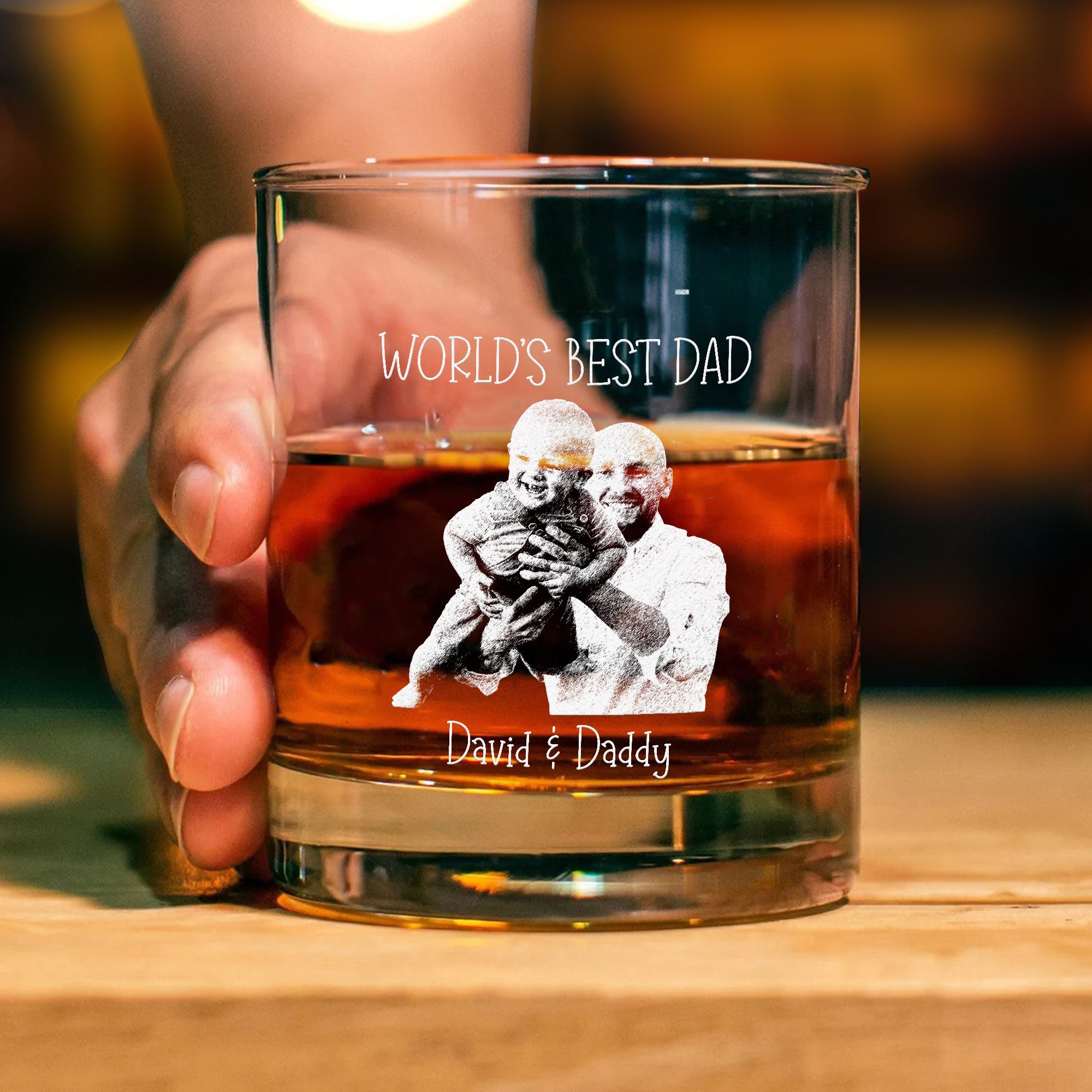 Personalized Gifts For Worlds Best Dad, Personalized Whiskey Glass with Photo, Fathers Day Gift From Daughter, Gift for Grandpa's, Father's Day Gift
