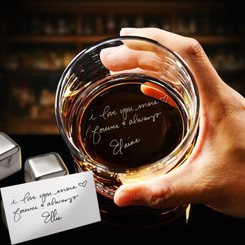 Custom Photo & Handwriting Whiskey Glass - Personalized Gift for Dad
