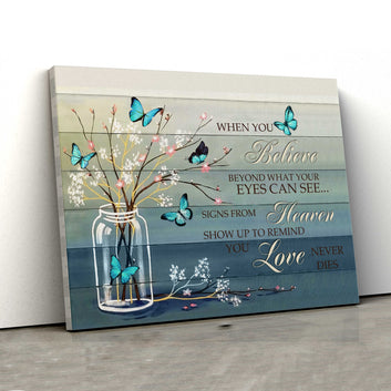 When You Believe Canvas, Hummingbird Canvas, Flower Canvas, Canvas Wall Art, Gift Canvas