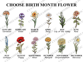 Personalized Birth Month Flower Print, Birth Month Flower Poster, Grandma's Garden Print, Birth Flower Gift, Mothers Day Gift, Family Flower Painting, Gift for Grandma