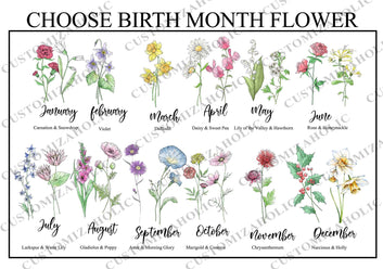 Personalized Birth Month Flower Print, Birth Month Flower Poster, Grandma's Garden Print, Birth Flower Gift, Mothers Day Gift, Family Flower Painting, Gift for Grandma