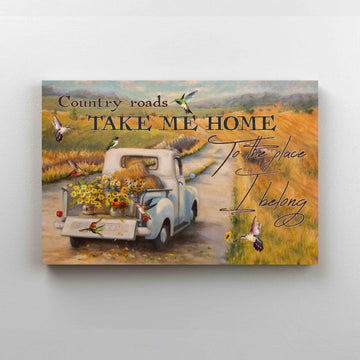 Country Roads Take Me Home Canvas, Butterfly Canvas, Flower Canvas, Car Canvas, Canvas Wall Art, Family Canvas