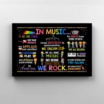 In Music We Rock Canvas, Canvas For Children, Music Canvas, Wall Art Canvas, Gift Canvas