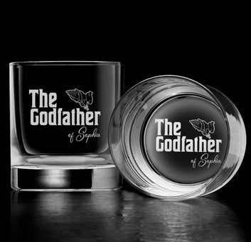 Personalized Godfather Whiskey Glass, Custom Godfather Whiskey Glass, Rocking Rocks Whiskey Glass, Engraved Whiskey Glass for Godparent, Father's Day